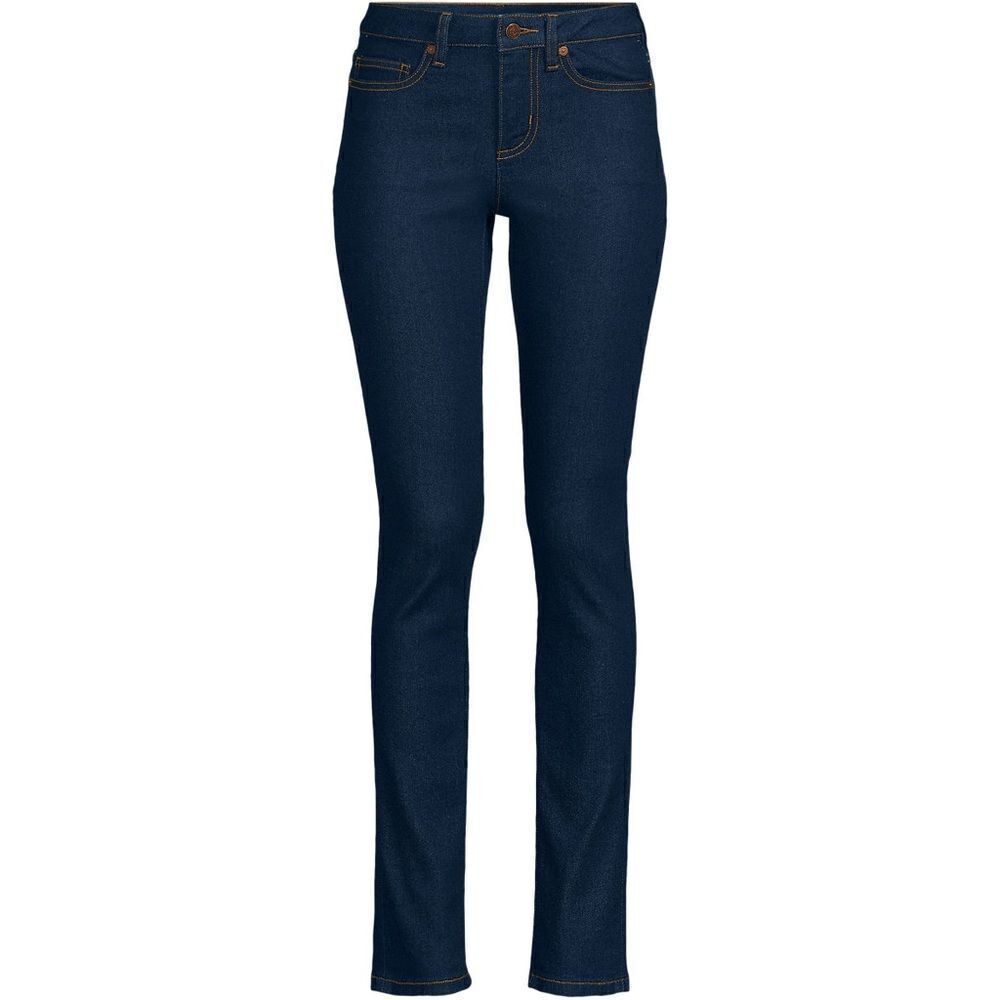 Land's End Curvy Midrise  Skinny Leg Jeans River Rinse Dark Denim Stretch 8 Pet